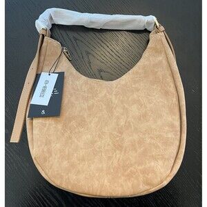 4th & Reckless Una Faux Suede Crescent Bag Shoulder Purse Brown Tan NEW